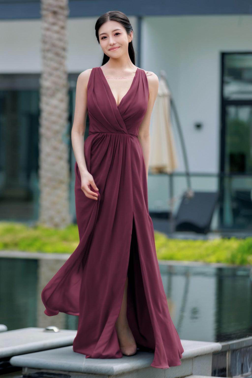 A-Line Floor Length Chiffon Bridesmaid Dress CB0708 - COCOMELODY